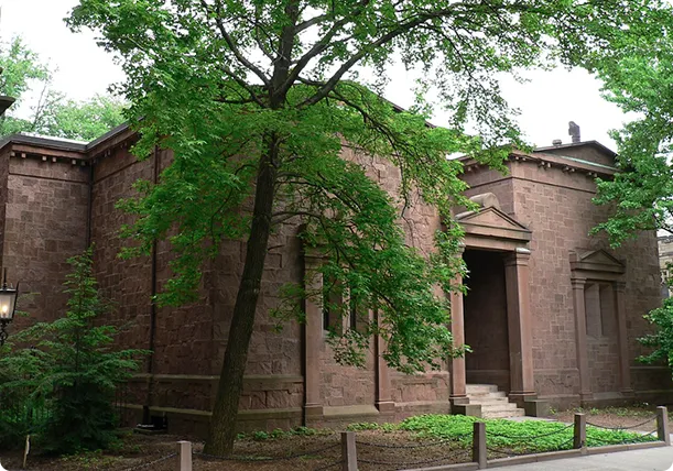 The Skull and Bones tomb building at Yale University in New Haven, Connecticut