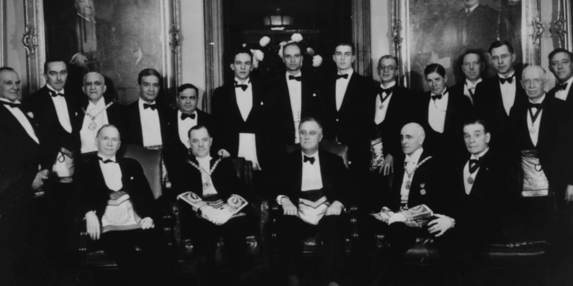 Historic photograph of a Freemason lodge gathering